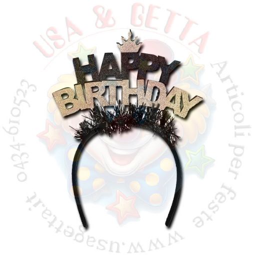 Immagine di Tiara Happy Birthday oro/nero