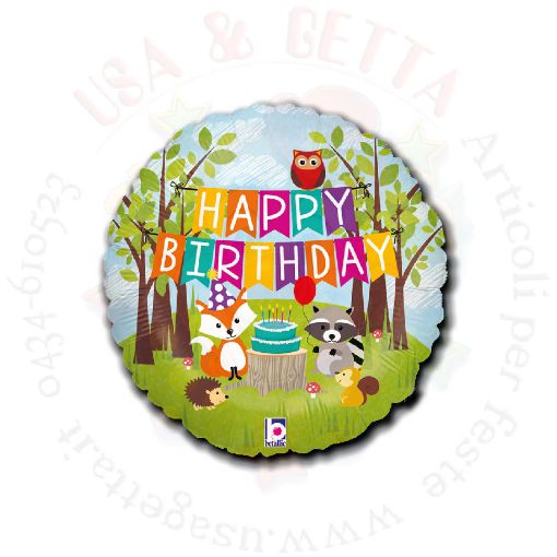 Immagine di Pallone foil bosco birthday Ø45cm