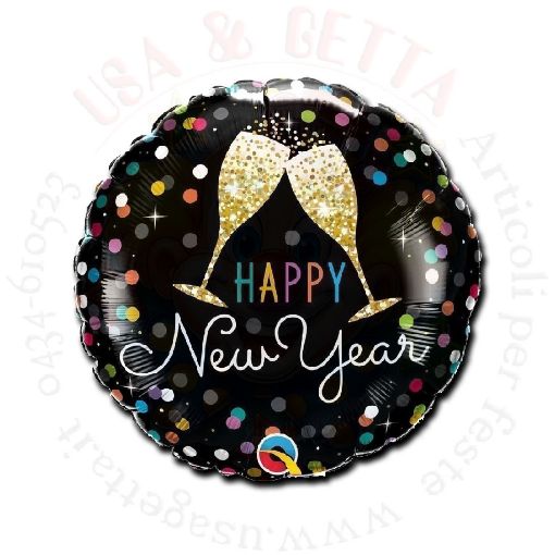 Immagine di Palloncino mylar new year bubbly wine toast Ø18 46cm1pz