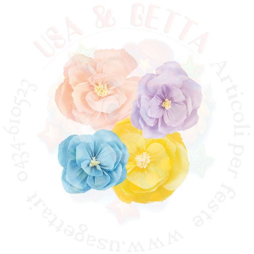 Immagine di Fiori in carta pastelllo assortito Ø25/35cm 4pz