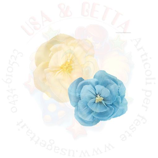 Immagine di Fiori in carta azzurro/avorio Ø40/50cm 2pz