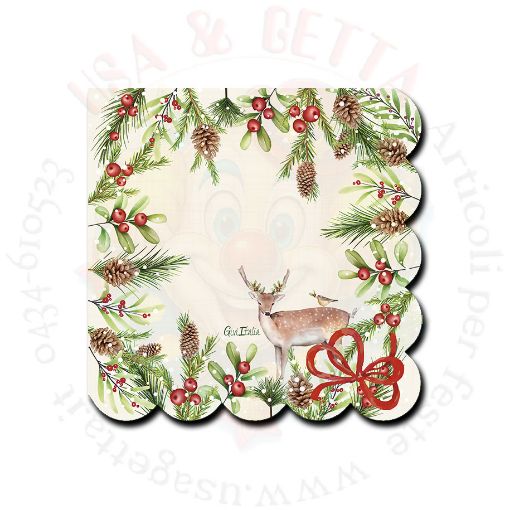 Immagine di Tovaglioli renna con smerlo 33x33 16pz