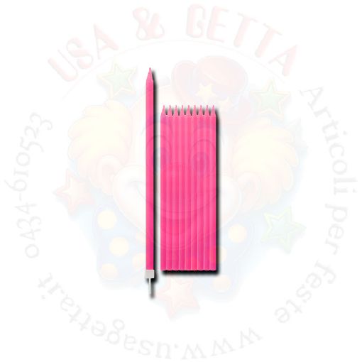 Immagine di Candeline fucsia c/sostegno 15,5cm 10pz