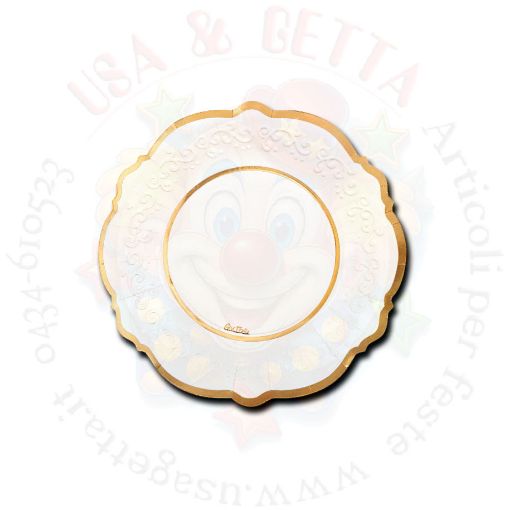 Immagine di Piatti Liberty bianco bordo oro Ø21cm compostabile 8pz
